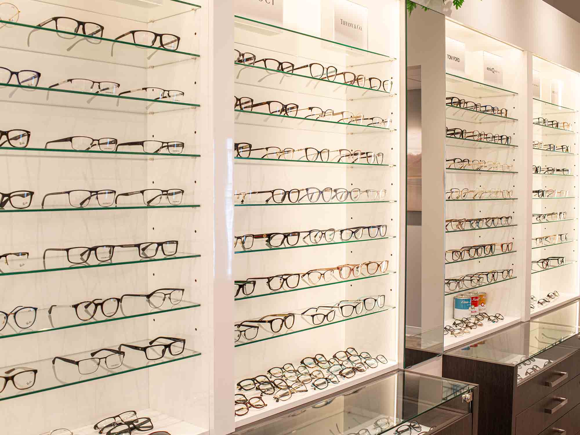 Marine View Showroom wall of glasses